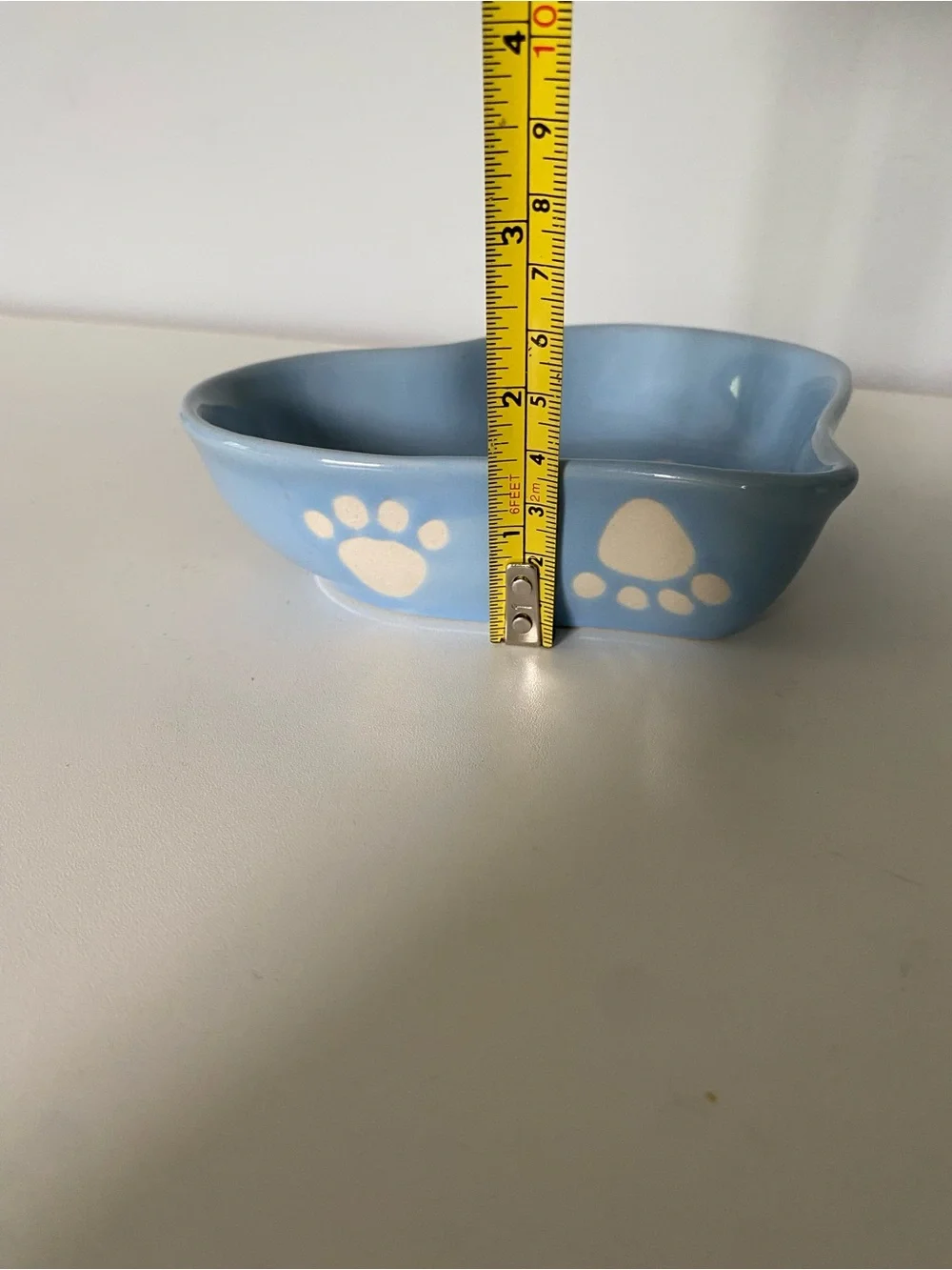 Prince Pet Dish Blue 6” Cat Small Dog Ceramic Food Bowl Ceramic Embossed EUC